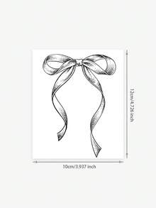 1 Set Bowknot Line Drawing Temporary Tattoo, Waterproof & Long-Lasting, Decorative Tattoo Sticker For Arm/Shoulder, Ins Style - Black - View 5