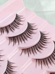 10 Pairs Cartoon Style Thick False Eyelashes Crossed Dense Faux Mink Lashes Anime False Eyelashes Makeup Tool Natural Look Beginner Friendly Strip Lashes, Eyelashes, False Eyelashes - Black - View 3