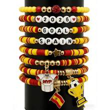 New 2026 USA-Canada-Mexico World Cup Soccer Bracelet Set, Stackable Polymer Clay Country Bracelets,  Fan Gift For Argentina Brazil Germany - 3 - 查看 1