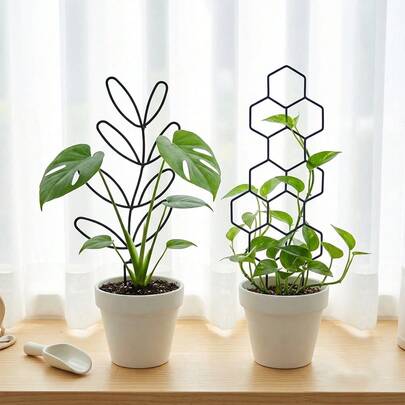 1 giàn leo cây kiểu tổ ong và lá, giá đỡ cây trồng trong chậu ngoài trời, cọc đỡ cây leo hình lá sáng tạo, thiết kế chống gỉ, thích hợp cho cây leo và hoa trồng trong chậu, giá đỡ cây trồng trong nhà/ngoài trời tiết kiệm không gian.