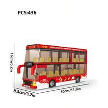 5pcs/Set Bus Building Blocks Series, Including Blue Double-Decker Bus, Red Long-Distance Bus, Red Double-Decker Sightseeing Bus, Green Double-Decker Sightseeing Bus, Suitable For Adult Building Blocks Assembly, Decoration, Stress Relief, Also Suitable For Small Party Gifts, Model Decoration, Home Decor, Applicable For Birthday, Halloween, Christmas, Graduation, Back To School, Independence Day And Other Holidays - Multicolor - View 10
