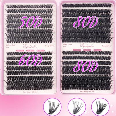 640pcs D Curl Individual Eyelashes High Capacity Beginner Friendly, DIY At Home, Soft And Natural Look False Eyelashes, Easy To Use, Long Lasting Eyes Makeup Beauty Fake Lashes Book, Eyelashes Extensions, Mixed Style Lashes Book Protable, Classic Artificial Reusable Bundle Eyelashes For Daily Commuting, Night Party, Wedding Eyes Makup Lash Clusters