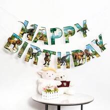 恐龍生日掛旗橫幅，多色動物恐龍造型派對裝飾，適用於生日主題派對裝飾 - 恐龍 - 查看 1