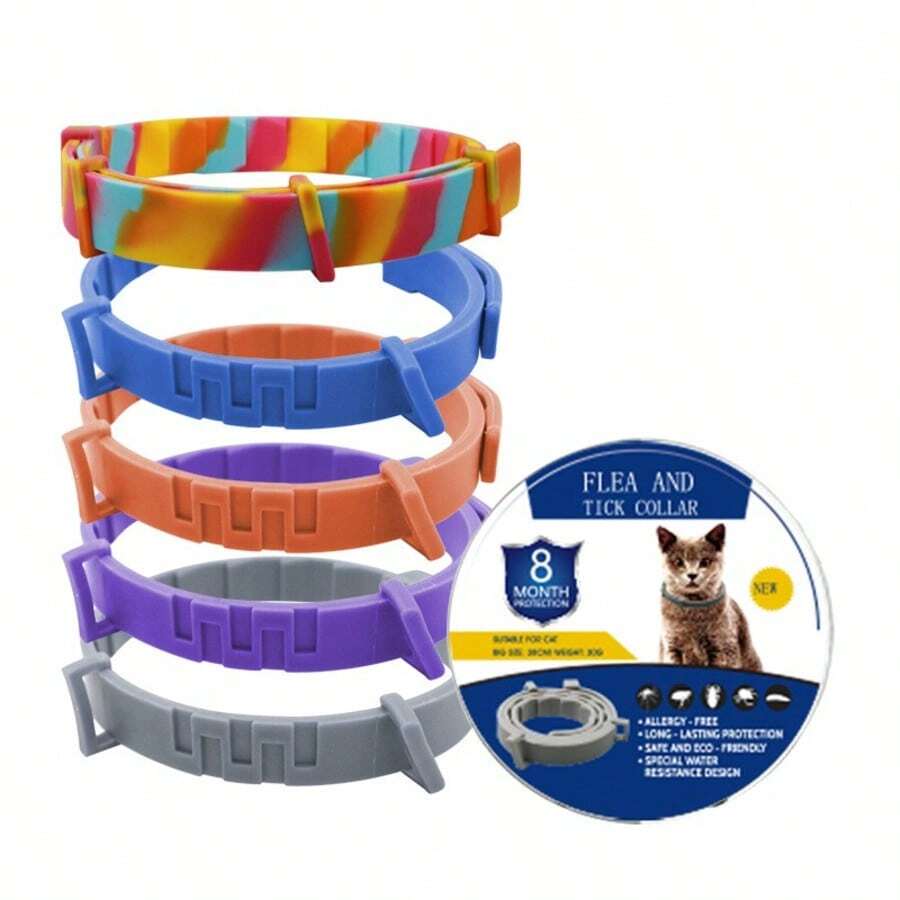 2 piezas Collar ajustable para gato de color gris medio, contiene ingredientes naturales para repeler pulgas, garrapatas y mosquitos, impermeable, proporciona 8 meses de protección, adecuado para perros, gatos y mascotas pequeñas/medianas/grandes, suministros para mascotas - Multicolor - Ver 1