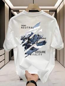 Camiseta Estampada de Algodón 100% de para Hombre, Modelo Trendy 2026 - Blanco - Ver 1