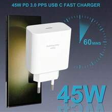 45W GaN Fast Charger, Type-C Interface, Supports PPS/PD Fast Charging, Compatible With IPhone 17/16/15 Series, Pro, 10, And Galaxy S25/S24/S23 Ultra, Tab S7+/S8+ And Other Devices (White) - EU C Type Plug(220-240V) - View 4