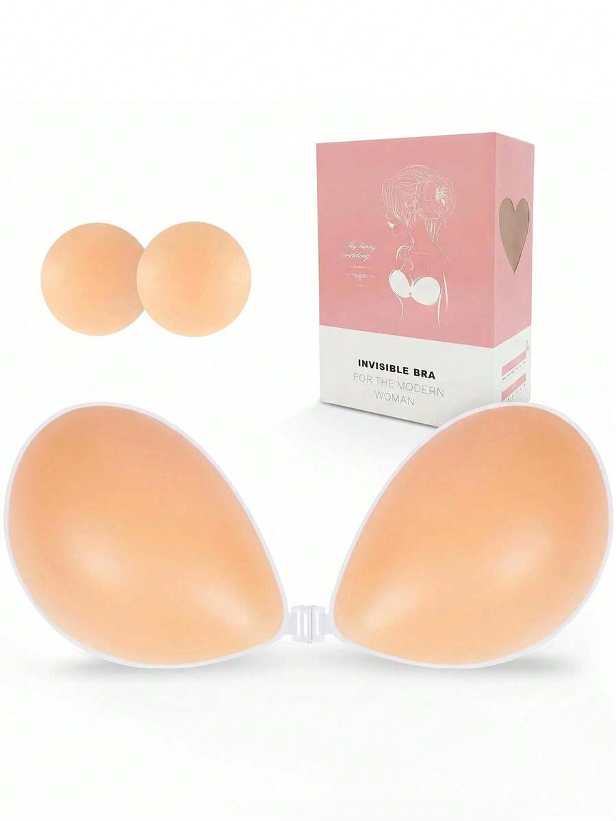1套隐形硅胶胸垫,可重复使用乳贴,无肩带露背设计,适合低胸连衣裙、婚礼、派对等场合,肤色粘性胸贴,自然提拉和遮盖,无缝内衣,适合夏季无肩带服装和正式场合。 - 多色 - 查看 1