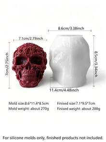Khuôn silicon/Khuôn nến - Phong cách Gothic u tối hình đầu lâu, rắn và mèo ba mắt bí ẩn, chất liệu silicon mềm, dễ tháo khuôn và vệ sinh, có thể tái sử dụng, tương thích với nến, thạch cao, nhựa, tạo nên không gian trang trí ấn tượng cho các lễ hội và các dự án DIY. - Rắn đầu lâu và Mèo ba mắt bí ẩn - Xem 6
