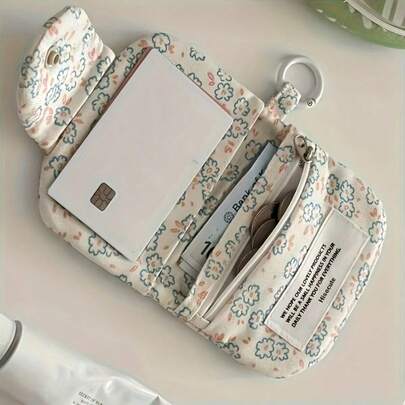 1pc Mini Cute Flower Card Holder Multilayer Wallet Coin Purse Earphone Storage