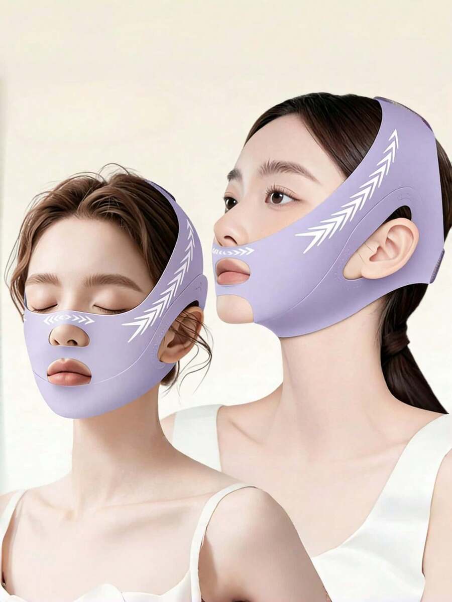 Mặt nạ nâng cơ mặt chữ V dành cho nữ, mặt nạ hai tác dụng ngày và đêm, mặt nạ ngủ chống áp lực, dây đeo cằm nâng đỡ và làm thon gọn, phù hợp cho phòng tập thể dục và tập luyện hàng ngày, định hình đường viền hàm có thể tái sử dụng, thoải mái và liền mạch. - Màu tím - Xem 1