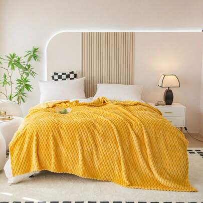 1pc Solid Color Striped Plaid Soft Warm Fleece Blanket, Suitable For Bedroom Decor, All Seasons, Gift, Comfortable Soft Ladies Throw Blanket, Machine Washable, Modern Style, Multi-Purpose, Soft Texture, Christmas, Halloween Wool Blanket Gift, Camping Blanket, Mother's Day Gift, Wide Stripe Faux Fur Flannel Throw Blanket, Leisure Nap Blanket, Office Small Throw