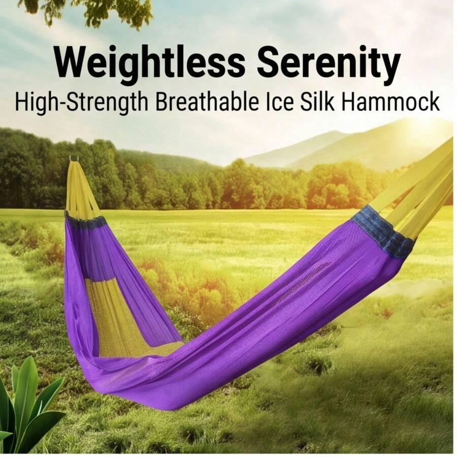 Breathable Ice Silk Hammock, High-Strength Lightweight Nylon Hammock, Suitable For Outdoor Camping And Backyard - Multicolor - View 1