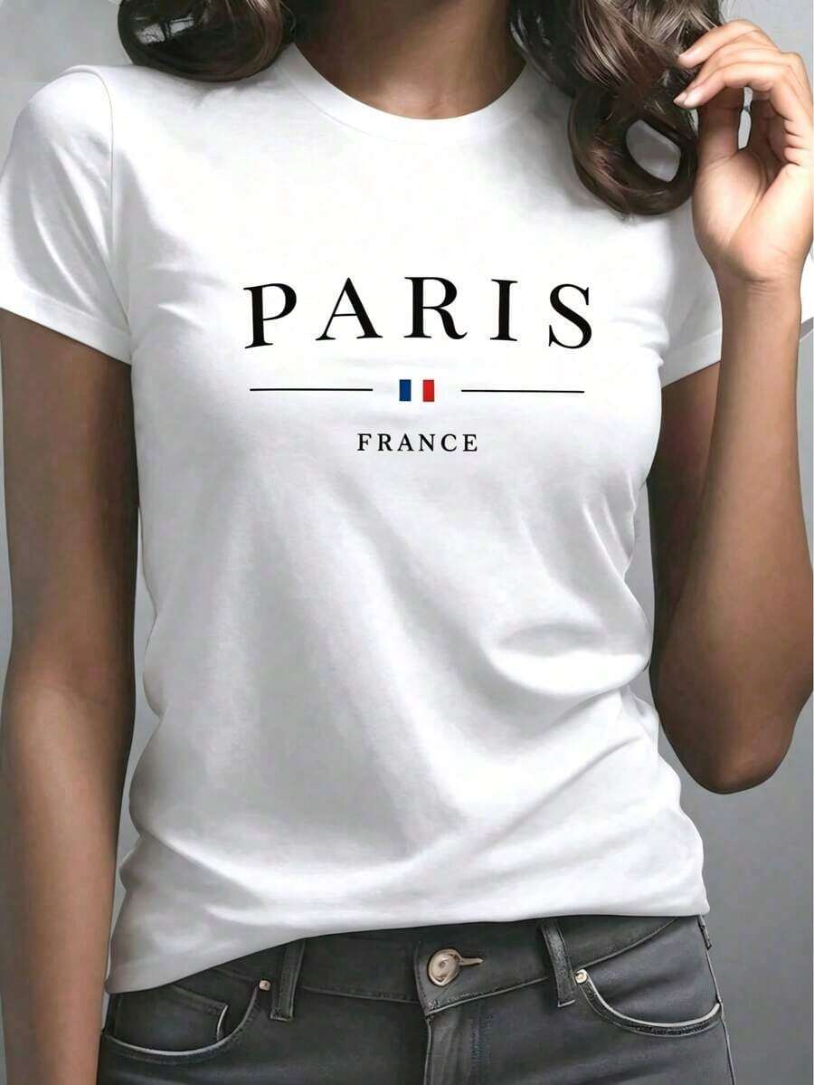 Ropa de Verano para Mujer de Tallas Grandes | Camiseta Corta para Mujer, Diseño de Cuello Redondo, Ropa Casual Elegante para Mujer - Blanco - Ver 1