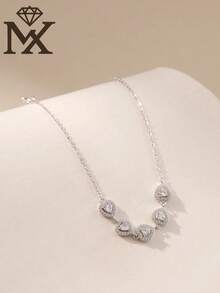 1 chiếc vòng tay bạc 925 sang trọng, lấp lánh, hình trái tim đính đá Cubic Zirconia, thích hợp cho nữ giới đeo hàng ngày, dự tiệc và các dịp lễ. - Bạc - Xem 2