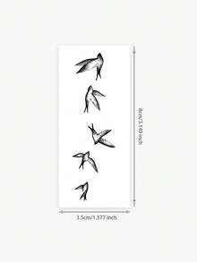 1pc Minimalist Swallow Line Art Temporary Tattoo, Niche Elegant Chic Disposable Tattoo Sticker - Black - View 5