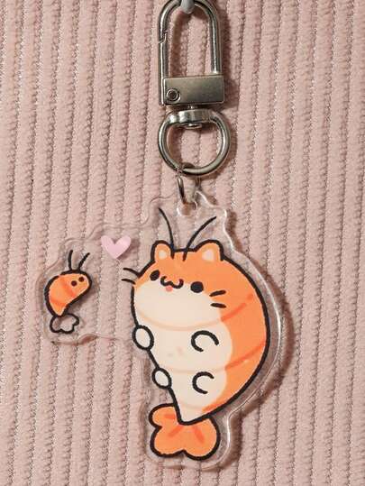 Unique & Cute 2D Flat-Style "Alien Strawberry" Keychain - Creative Red & Green Gift Accessory; Durable Key Ring Ideal For Daily Carry; Backpack Charm & Back-To-School Essential; Welcome-To-School Gift