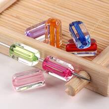 60pcs Transparent Inlaid Color Tube Beads, Acrylic Rectangular Spacer Beads With Large Holes, For DIY Jewelry Making, Bracelets, Necklaces, Phone Charms - Multicolor - View 6