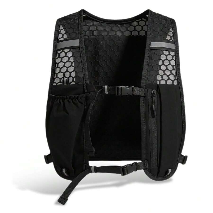 Chaleco ligero y ajustable para correr con bolsillo para teléfono, chaleco de running para maratón unisex con bolsillo (solo el chaleco) - Nuevo negro - Ver 1