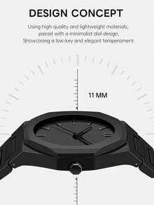 1pc High-End Business Men's Quartz Watch, Exquisite Design, Quartz Movement, ABS Strap, Stainless Steel Buckle, Suitable For Business Occasions And Formal Events, Enhances Elegance, Great Father's Day Gift For Dad, Also Suitable As Holiday Gift For Family And Friends - Black - View 6