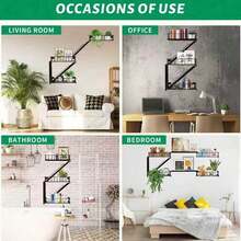 3-Tier Metal Wall Mounted Storage Rack With Multiple Combination Styles, Multifunctional Display & Organizer Rack, Suitable For Kitchen, Bathroom, Office, Bedroom And Storage Room. - Black - View 6