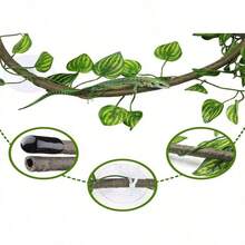Reptile Jungle Climbing Set - Flexible Vines And Leaves With Suction Cups For Habitat Decor, Durable All-Season Material, Suitable For Chameleons, Lizards, Geckos Climbing - View 6