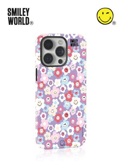 Smiley World SmileyWorld® | 1pc Shock-Absorbing Full Coverage TPU+PC Material, Dual-Layer Phone Case, Smiling Flower Heart Pattern, UV Printing, Compatible With IPhone 17, 16, 15, 14, 13, 12, 11 Pro Max, Suitable For Holiday Gifts, Commuting, Anti-Drop High-Quality Design