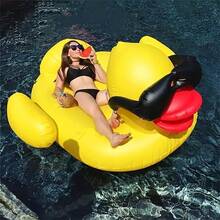 1pc Inflatable Giant Yellow Duck, Thick PVC Material, Pool Party Floating Bed, Pool Inflatable, Beach Essentials, Pool Float - Yellow - View 7