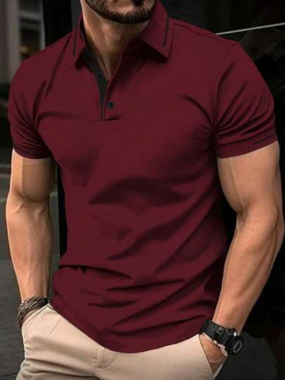 Polo De Hombre Con Bloqueo De Color,Camisa polo para hombre, de verano, casual de negocios, ncanto de hombre maduro, 100% llamativa, adecuada para uso diario, vacaciones y citas