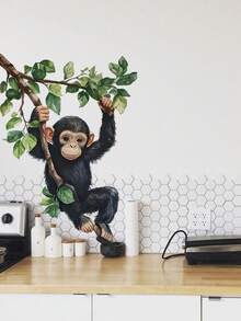 1张，多种尺寸可选，儿童房装饰墙贴，图案包括：荡秋千的猴子、美丽的狐狸、野餐的松鼠、读书的鹿、狮子和小象、枯树上的猫头鹰和熊，PVC自粘可移除墙贴，适用于卧室、客厅、书房、餐厅、浴室、家居墙面装饰、房间装饰 - 彩色 - 查看 13
