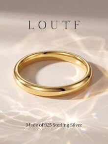Newsoul 1 pieza Anillo de plata pura 925 de diseño clásico, regalo de joyería elegante para mujeres, regalo de cumpleaños/aniversario - Dorado - Ver 4
