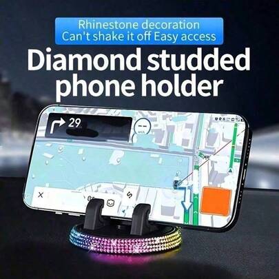 Giá đỡ điện thoại xoay 360° lấp lánh kim cương dành cho xe hơi! Năm màu sắc làm mới vẻ đẹp thẩm mỹ của bảng điều khiển trung tâm.