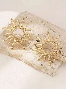 Fashion Elegant Personalized Sunflower Stud Earrings - 金色 - 查看 4