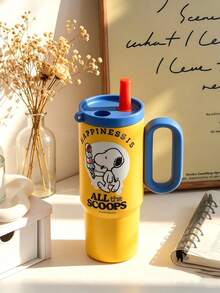SNOOPY 1个750毫升史努比真空保温水瓶，大容量户外车载杯，便携式保温杯，高品质不锈钢吸管杯，学生适用 - 彩色 - 查看 12