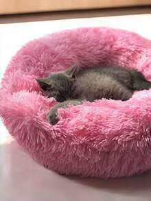 Soft & Comfortable Round Pet Bed, With Warm Plush Nest And Skin-Friendly Surface, Cozy & Quiet Sleep Bed, Light Brown Color Matches Home Decor, Non-Slip Bottom Washable, Suitable For Cats, Small/Medium/Large Dogs, Puppies And Kittens, Ideal Indoor Sleep Bed For Winter - Mocha Brown - View 9