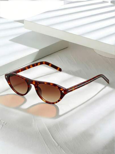 1 pieza Gafas decorativas con marco ovalado de estilo minimalista y de color block, accesorio de moda versátil para mujeres, adecuado para uso diario, fiesta, estilo callejero, verano, casual, negocios, citas, sesiones de fotos, al aire libre, Y2K