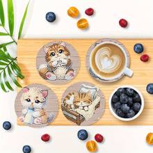 8pcs Diamond Painting Coaster Set - Cute Cats, Full Set Of Tools, DIY Crafts, Ideal Gift For Spring Festival, Christmas, Teacher's Day - Rounded Shiny Diamonds, Non-Slip, Housewarming, Practical Gift For Friends, Family, Teachers - Multicolor - View 7