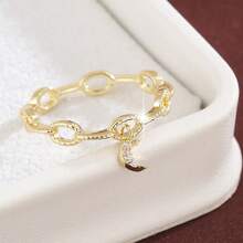 1 chiếc nhẫn kín mặt dây chuyền hình trăng lưỡi liềm thời trang, đính đá Cubic Zirconia, thích hợp cho nữ đeo hàng ngày. - Nhiều màu - Xem 16