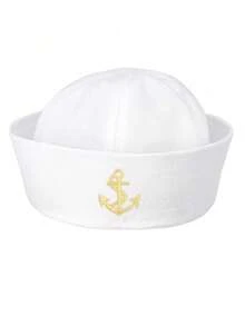 2pcs Unisex Captain/Sailor Hat, Suitable For Costume Parties, Fun Activities, Yacht Decor, Beach Outfits, Round Top Brimless Navy Cap - Multicolor - View 4