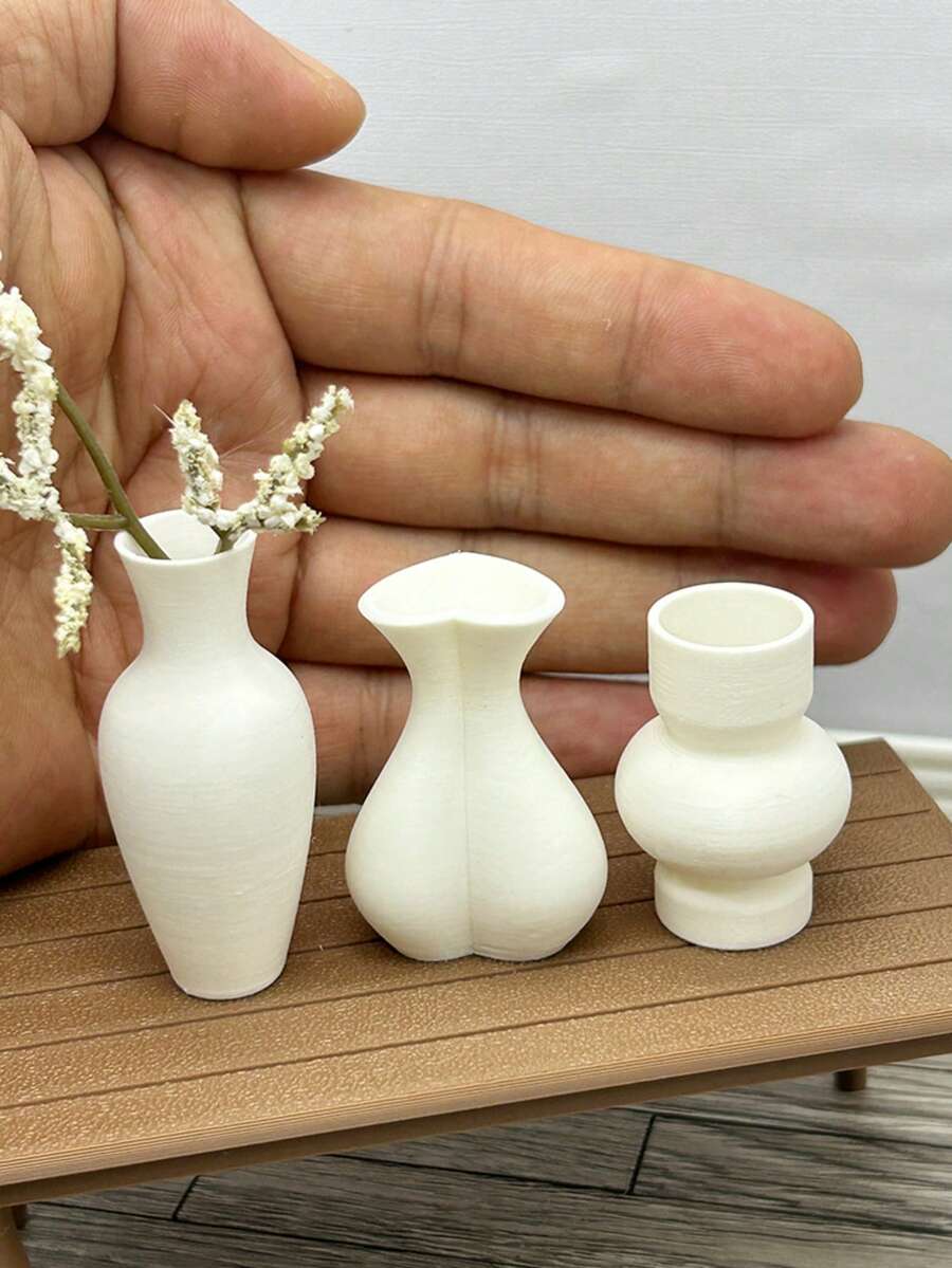 3件套娃娃屋塑料花瓶套装,创意迷你瓶,仙女花园花盆,微景观花瓶 - 1號花瓶套裝 - 查看 1