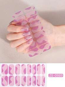 Calcomanías de uñas de color rosa coral, calcomanías de arte de uñas impermeables, unicolor, rosa cebolla verde, envoltorios completos de uñas degradado ombre - Rosa Pálido - Ver 8