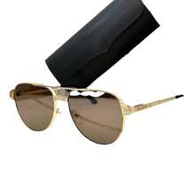 CARTER LUNETTES Gafas de sol de moda europea y americana para hombre y mujer, diseño de corte rectangular, 0425 - Té dorado (con caja) - Ver 5
