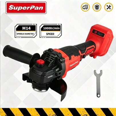 Amoladora angular inalámbrica SuperPan, amoladora eléctrica sin escobillas a 10000RPM con husillo M14, compatible con / baterías, para cortar, esmerilar y pulir