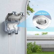 Outdoor wall socket boxes, sturdy, durable, and high-quality. Their protective covers also protect the sockets from dust and other damage when used outdoors. Ideal for workshops, gardens, and commercial spaces. - A - Übersicht 3