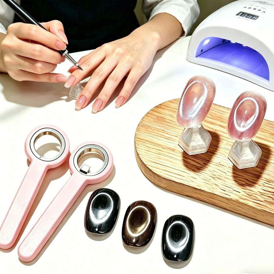 nailpop Cat Eye Nail Art Tool With Handle, Anti-Slip Design For Perfect Manicure Effect, Ideal Mother's Day, Easter, Independence Day Gift, Portable & Easy To Use, Beginner-Friendly