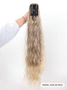 Synthetic Long Curly Water Wave Claw Clip Ponytail Black Blonde Ombre Braid Style Heat Resistant Fiber Fluffy Messy Ponytail Hair Extensions For Women Daily Party - Blonde Ombre - View 4