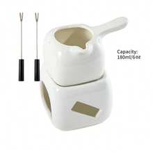 1 Set de 180ml/6oz Olla de Fondue de Chocolate Minimalista de Cerámica (Con 2 Tenedores), Olla de Cerámica para Derretir Mantequilla, Apta para Queso, Chocolate, Mantequilla, Caramelo, Ideal para Citas, Cumpleaños, Bodas, Reuniones, Fiestas, Exquisito Regalo de Boda - Multicolor - Ver 10