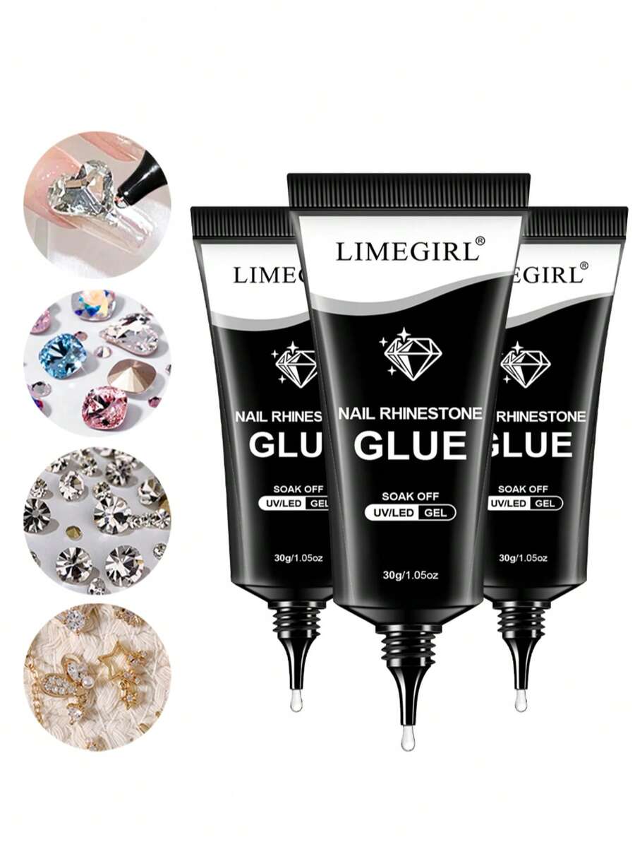 LIMEGIRL 30克美甲水钻胶，超强粘合力UV/LED固化胶，适用于美甲装饰，多用途可卸胶，适用于宝石、水晶、珠宝 - G121 - 查看 1