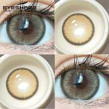 EYESHARE 1 par de lentes de contato cinza-marrom suaves naturais para uso anual, lentes azuis da moda de 14,5 mm com design de diamante para maquiagem cosmética dos olhos. - Diamante Marrom - Ver 2