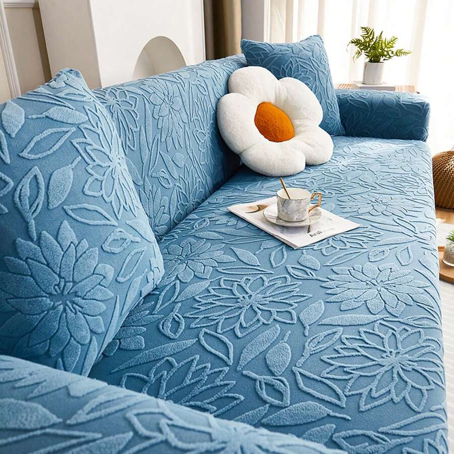 1pc Camellia Sofa Cover, Non-Slip & Durable, Pet-Friendly, Fade-Resistant, Versatile, Scratch-Proof, High Elasticity, Available In Multiple Colors, Fashionable & Comfortable, Machine Washable, Reusable, Suitable For All Seasons