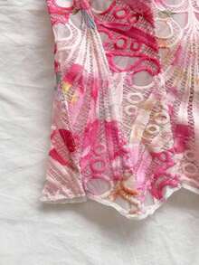 Top Corsé Ajustado de Encaje Floral Rosa Romántico - Color caoba - Ver 7